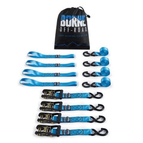Borne Off-Road Heavy-Duty Ratchet Tie-Down Kit (4-Pack) - Blue
