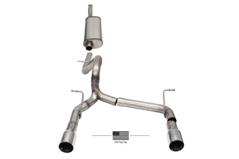 Corsa 2018-2025 Jeep Wrangler JLU 3.6L 2.75in Sport Cat-Back Exhaust w/ American Flag Tips