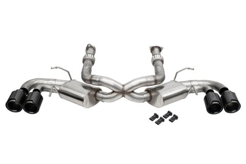 Corsa 20-25 Corvette C8 3in. Cat-Back 4.5in. Tips - Black PVD Carbon Fiber Tips