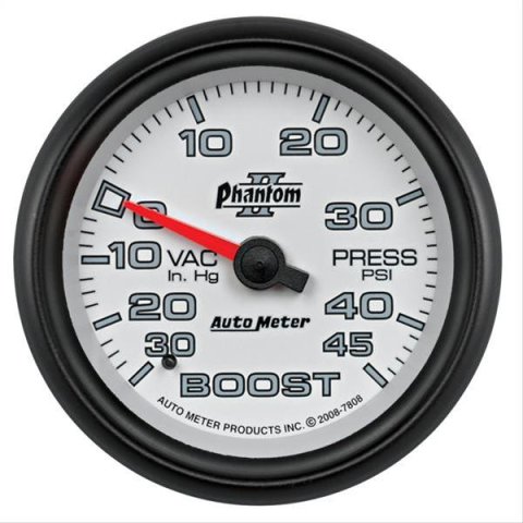 Autometer Phantom II 2-5/8in 30INHG-45PSI Phantom Mechanical Boost/Vacuum Gauge