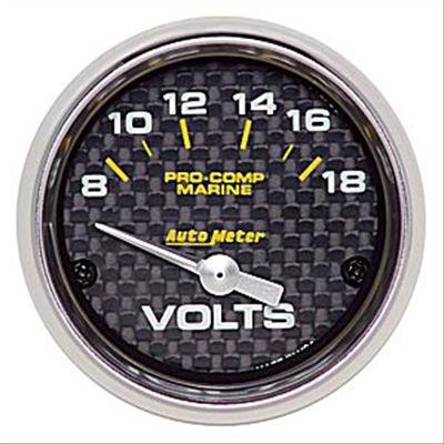 Autometer Marine Carbon Fiber 2-1/16in 18V Electric Voltmeter Gauge