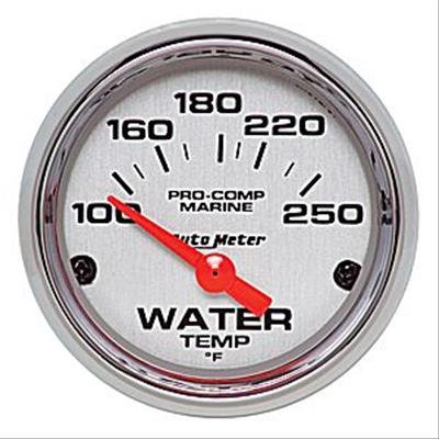 Autometer Marine Chrome Ultra-Lite 2-1/16in 100-250 Degrees Electric Water Temperature Gauge