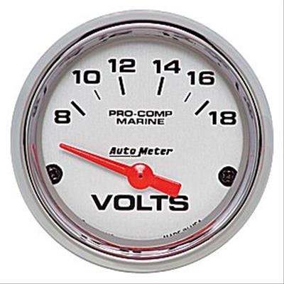 Autometer Marine Chrome Ultra-Lite 2-1/16in 18V Electric Voltmeter Gauge
