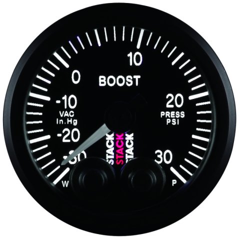 Autometer Stack Instruments 52mm -30INHG To +30PSI Pro Control Boost Pressure Gauge - Black