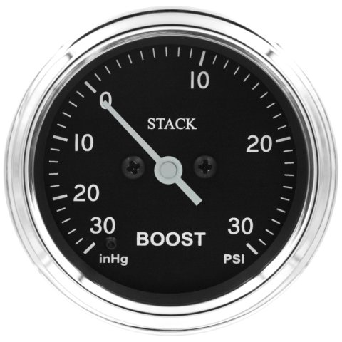 Autometer Stack 52mm -30INHG to +30 PSI (Incl T-Fitting) Pro Step Motor Boost Press Gauge - Classic
