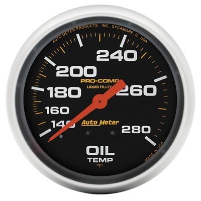 Autometer Liquid Filled Mechanical 66.7mm 140-280 deg F Oil Temperature Gauge Includes 12 ft Tubing