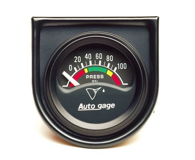 Autometer AutoGage Gauge Console 1.5in 100psi Electric Oil Pressure Gauge - Black Dial/Black Bezel