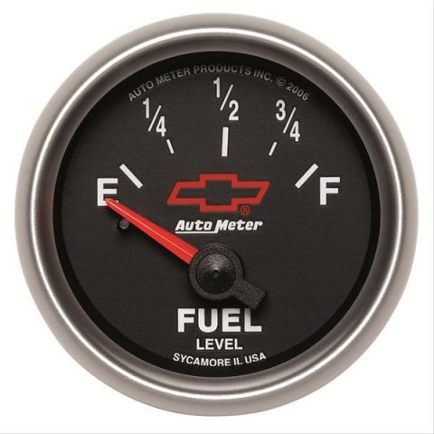 Autometer GM Bowtie Black 2-1/16 Fuel Level, 0-90 , Air-Core 8-18V