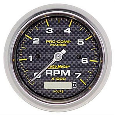 Autometer Marine Carbon Fiber Ultra-Lite 3-3/8in 7K RPM w/Hourmeter Tachometer Gauge