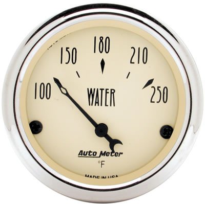 Autometer 2-1/16 inch Electric Water Temperature 250 Deg F Antique Beige Gauge