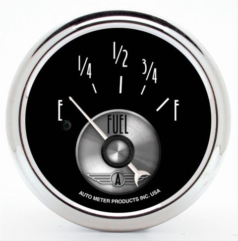 Autometer Prestige Series Black 52mm 0-90OHM Short Sweep Electronic Fuel Level Gauge