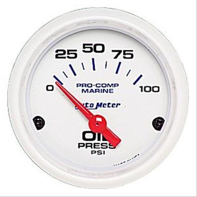 Autometer Ultra-Lite 2-1/16in Electric 100 PSI Oil Pressure Gauge Marine White