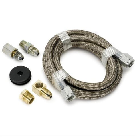 Autometer #4 Braided SS Line (-4AN) 6ft -4AN and 1/8in NPTF Fittings