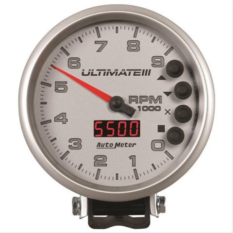 Autometer 5 inch Ultimate III Playback Tachometer 9000 RPM - Silver
