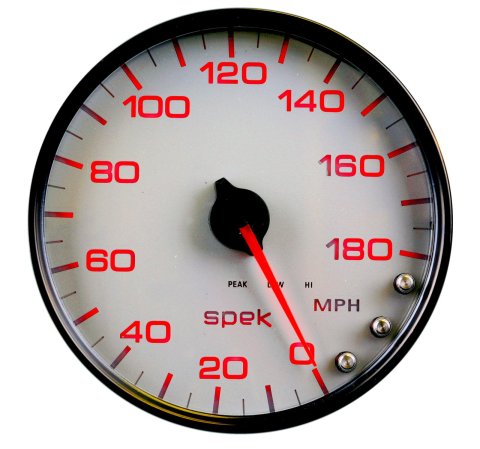 Autometer Spek-Pro Gauge Speedometer 5in 180 Mph Elec. Programmable White/Black