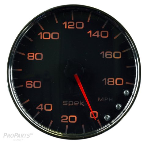 Autometer Spek-Pro Gauge Speedometer 5in 180 Mph Elec. Programmable Black/Chrome