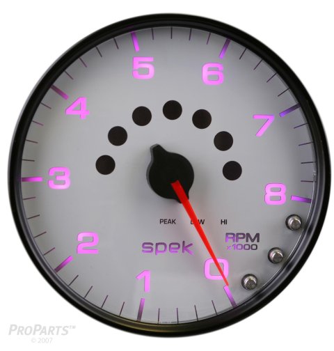 Autometer Spek-Pro Gauge Tachometer 5in 8K Rpm W/Shift Light & Peak Mem Black/Black