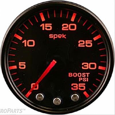 Autometer Spek-Pro Gauge Boost 2 1/16in 35psi Stepper Motor W/Peak & Warn Blacksmoke//Black