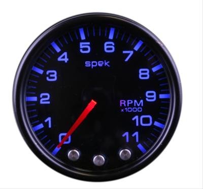 Autometer Spek-Pro Gauge Tach 2 1/16in 11K Rpm W/ Shift Light & Peak Mem Blk/Smoke/Blk