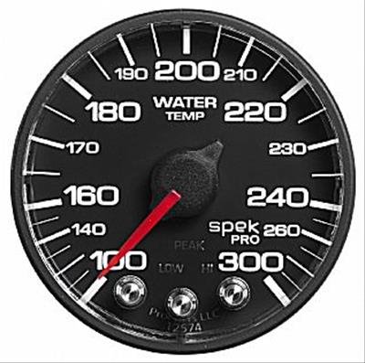 Autometer Spek-Pro Gauge Water Temp 2 1/16in 300f Stepper Motor W/Peak & Warn Blk/Blk