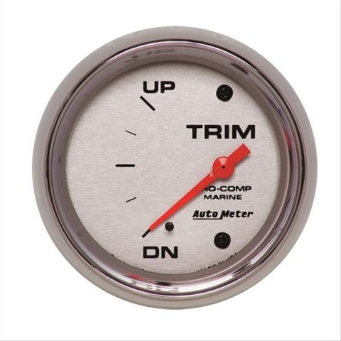 Autometer Marine Chrome Gauge 2-5/8in Electric Trim Level Gauge 0OHM Down - 90OHM Up