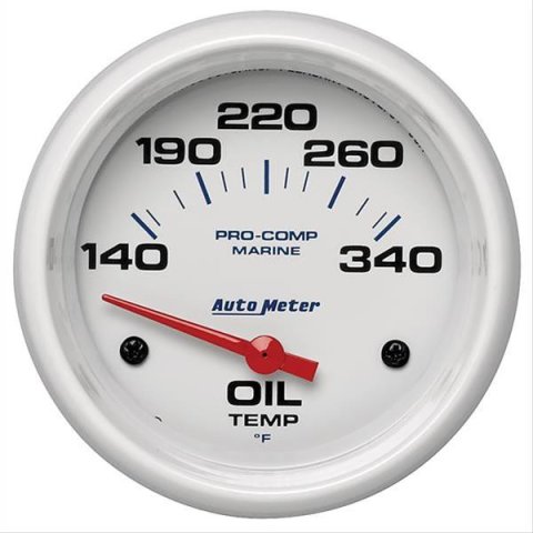 Autometer Marine White Air-Core Electric Oil Temperature Gauge 2-5/8in 140-300 Deg F