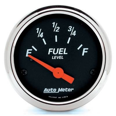 AutoMeter Gauge Fuel Level 2-1/16in. 0 Ohm(e) to 30 Ohm(f) Elec Designer Black