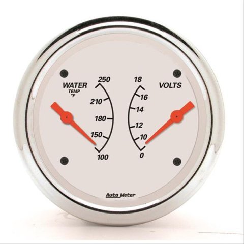 AutoMeter Gauge Dual Wtmp & Volt 3-3/8in. 250 Deg. F & 18V Elec Arctic White