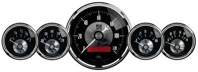 AutoMeter Gauge Kit 5 Pc 3-3/8in. & 2-1/16in. Elec Speedo W/Lcd Odo Prestige Blk. Diamond