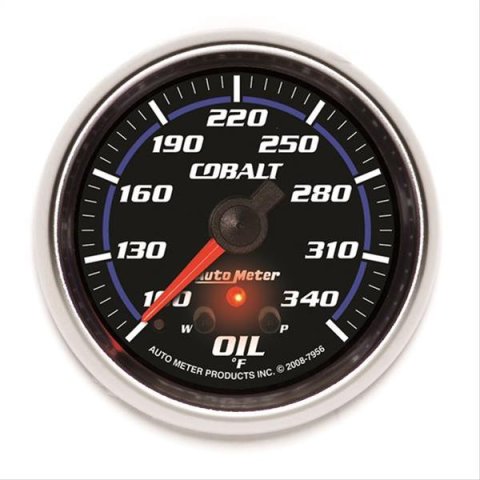 AutoMeter Gauge Oil Temp 2-5/8in. 340 Deg. F Stepper Motor W/ Peak & Warn Cobalt