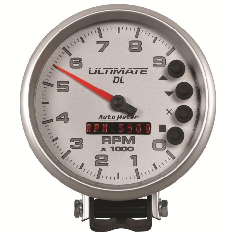 AutoMeter Gauge Tach 5in. 9K RPM Pedestal Datalogging Ultimate Dl Playback Silver