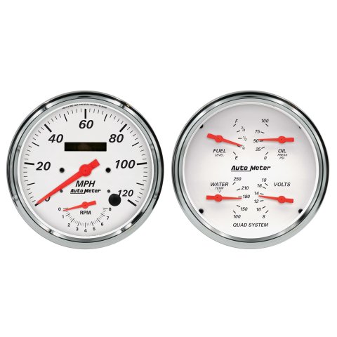 Autometer Arctic White Quad & Tach/Speedo 5in. - 2 pc.