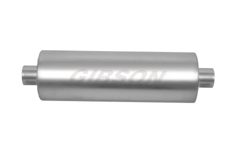 Gibson SFT Superflow Center/Center Round Muffler - 8x24in/3.5in Inlet/3.5in Outlet - Stainless
