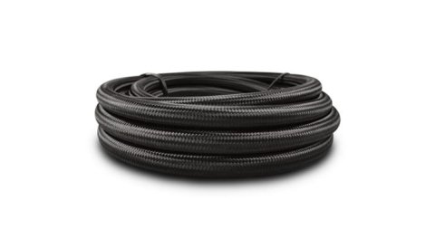 Vibrant -6 AN Black Nylon Braided Flex Hose w/ PTFE liner (20FT long)