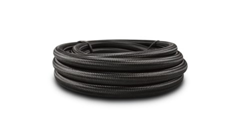 Vibrant -12AN x 20 ft. Nylon Braided Flex Hose with PTFE Liner - Black