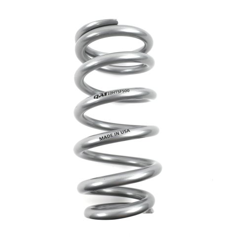 QA1 3-1/2in ID Tapered High Travel Spring - 10in Length x 500lbs/in - Silver Powder Coated