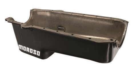 Moroso 1986+ Chevrolet Small Block (w/Passenger Side Dipstick) Wet Sump 5qt 7.5in Steel Oil Pan- Blk