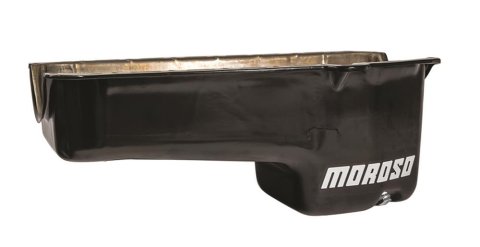 Moroso Pre-80 Chevrolet Small Block (w/Driver Side Dipstick) Wet Sump 6qt 8.25in Steel Oil Pan - Blk