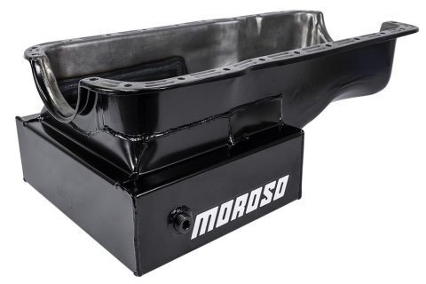 Moroso Ford 351W (w/Front Sump) Kicked Out Road Race Baffled 9qt 8in Steel Oil Pan