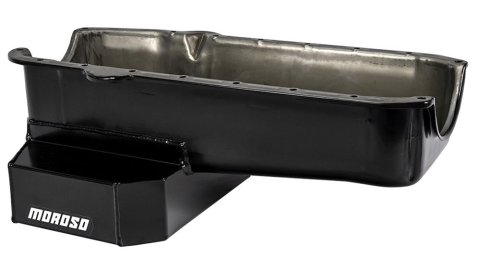 Moroso Pre-80 Chevrolet SBC (w/Driver Side Dipstick) Wet Sump 7qt 7.5in Steel Oil Pan - Black