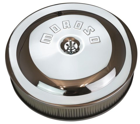 Moroso Racing Air Cleaner - 14in x 3in Filter - Steel - Chrome Plated