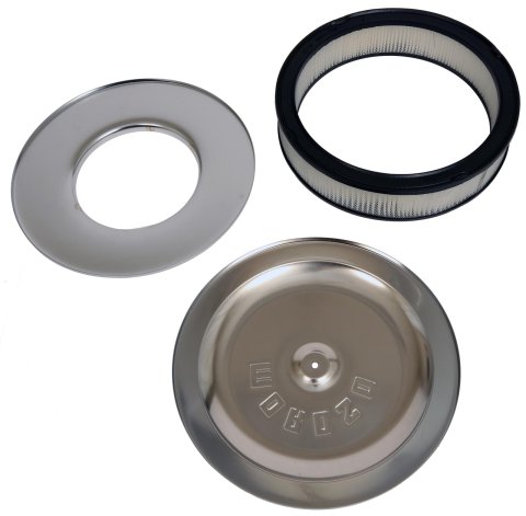 Moroso Racing Air Cleaner - 14in x 3in Filter - Flat Bottom - Steel - Chrome Plated - 4500