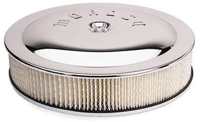 Moroso Racing Air Cleaner - 14in x 5in Filter - Flat Bottom - Steel - Chrome Plated - 4500