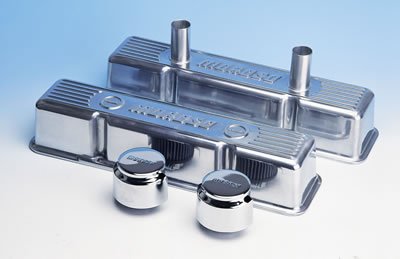 Moroso Chevrolet Small Block Valve Cover - 1 Cover w/2 Breathers - Polished Aluminum - Pair