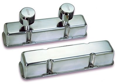 Moroso Chevrolet Small Block Valve Cover - 1 Cover w/2 Breathers - No Logo - Polished Alum - Pair