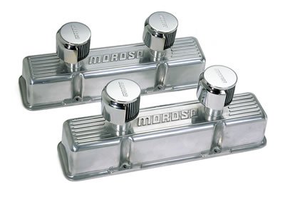 Moroso Chevrolet Small Block Valve Cover - 2 Covers w/2 Breathers - Polished Aluminum - Pair