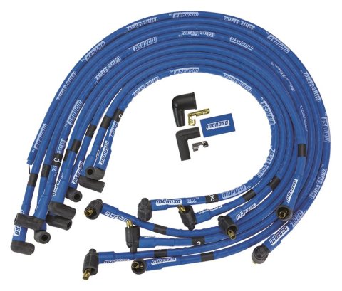 Moroso Chevrolet Small Block Ignition Wire Set - Blue Max - Spiral Core - Sleeved - Non-HEI - 90 Deg