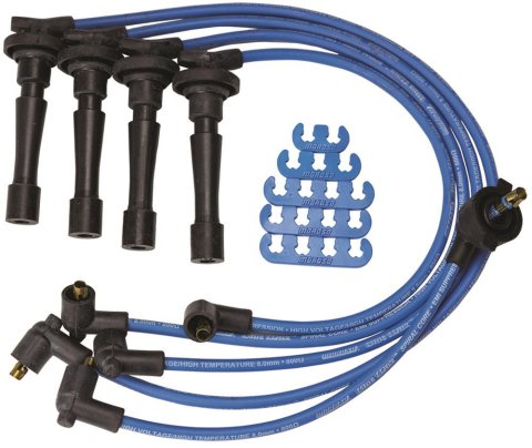 Moroso Custom Ignition Wire Set - Blue Max - Spiral Core - Colored High Temp Wire Separators - Blue