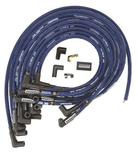 Moroso Chevrolet Big Block Ignition Wire Set - Ultra 40 - Sleeved - HEI - Crab - 90 Degree -Blue