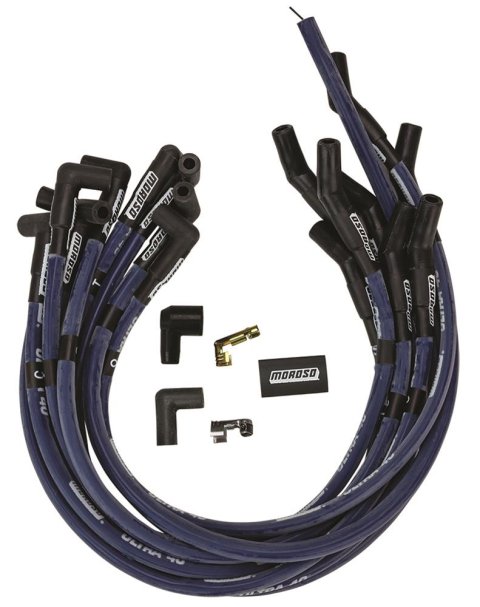 Moroso Ford 351W Ignition Wire Set - Ultra 40 - Sleeved - HEI - 135 Degree - Blue